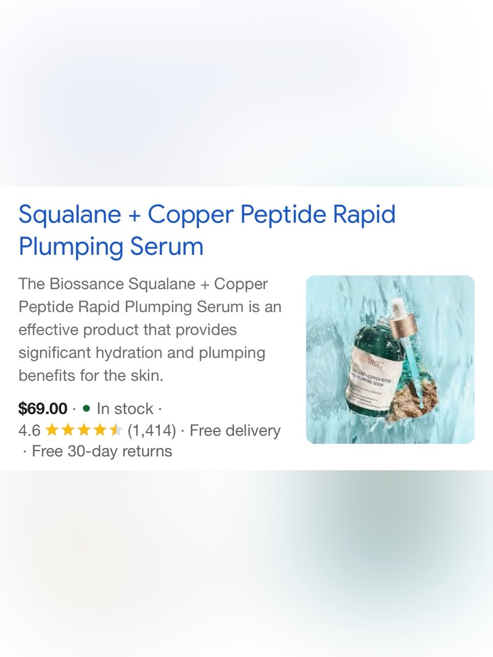 Biossance Squalane + Copper Peptide Rapid Plumping Serum